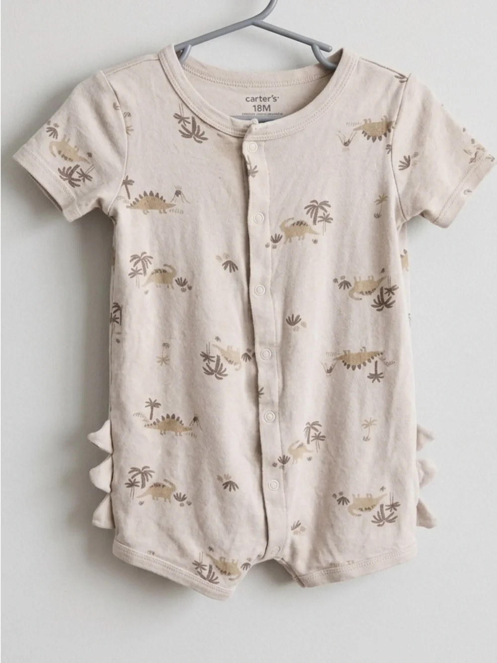 Carter's Tan Dinosaur Short-Sleeve Romper